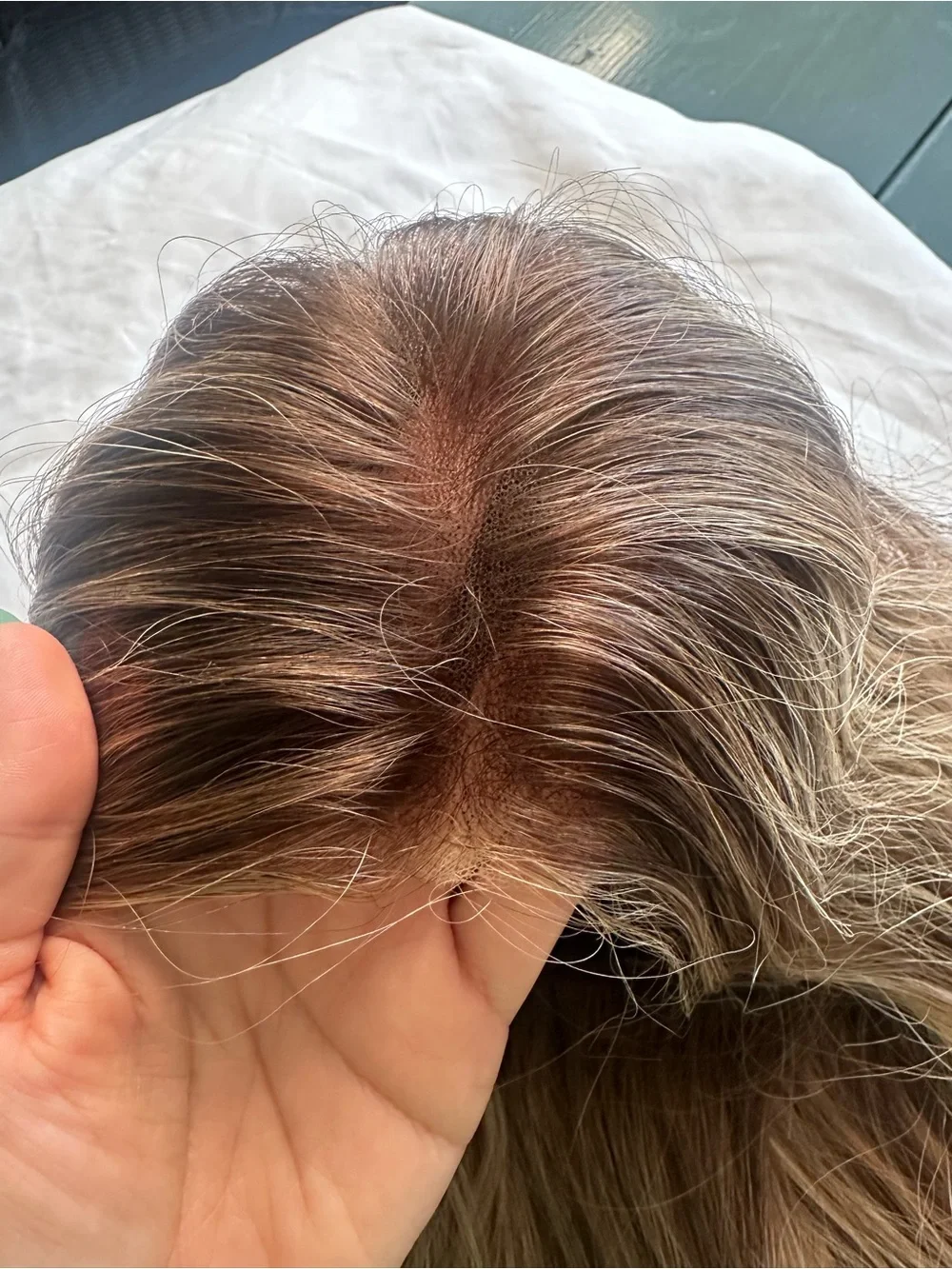 Long Wavy Blonde-Brown Blend Human Hair Wig – Natural Ash Blonde Highlights